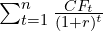  \sum_{t=1}^{n} \frac{CF_t}{(1 + r)^t} 